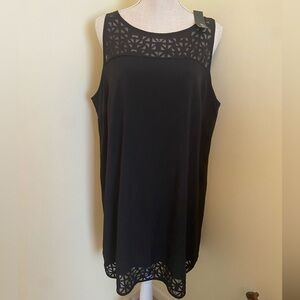 NWT black lined sleeveless dress with detail size XL